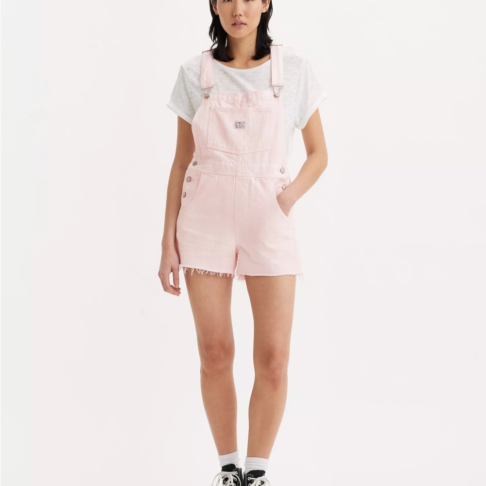 Levi's Pink Denim Short Overalls